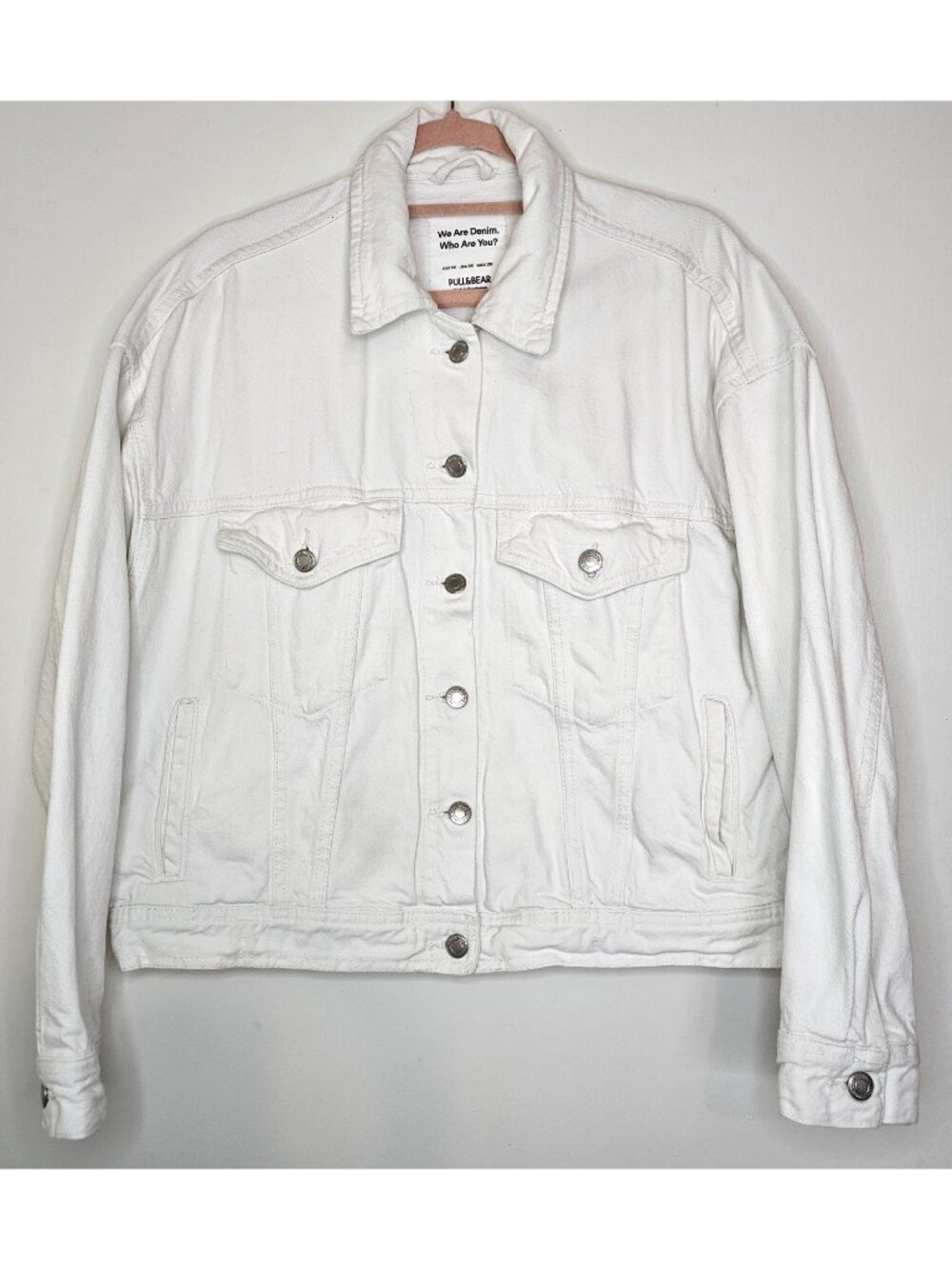 Pull & Bear Oversized Denim Trucker Denim Jean Jacket M White